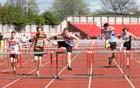 Johnny Wilkinson (Gateshead) wins the under-17 100 metres hurdles, 2012 North Eastern Championships.